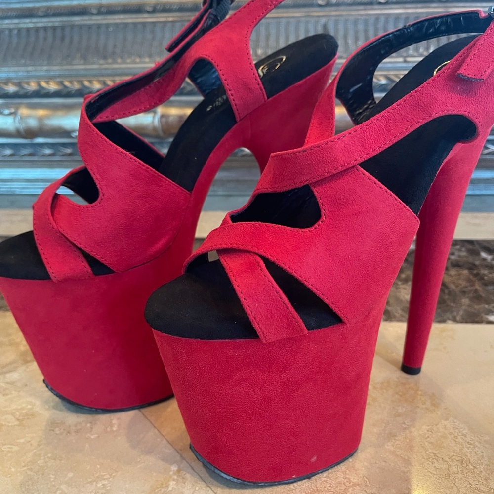 Pleaser Red Lucious Pleaser Heels Size 7